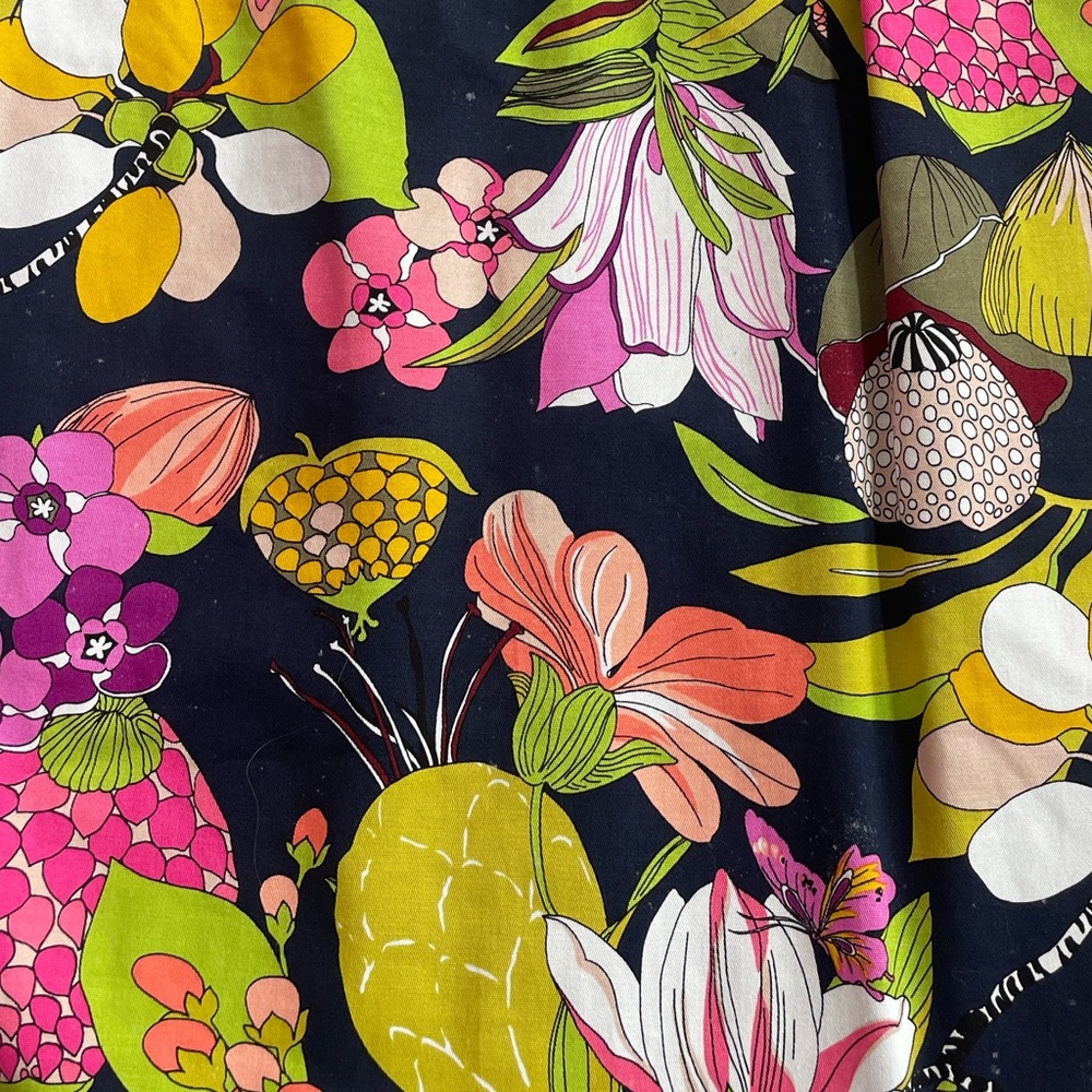 Trina Turk Navy Floral Halter A-Line Dress - Pink Yellow Green White - Picture 4 of 5